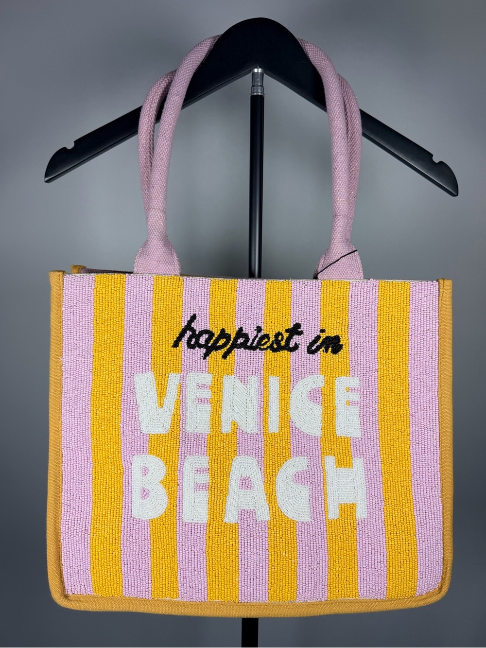 America & Beyond Striped Pink & Yellow Venice Beach Tote